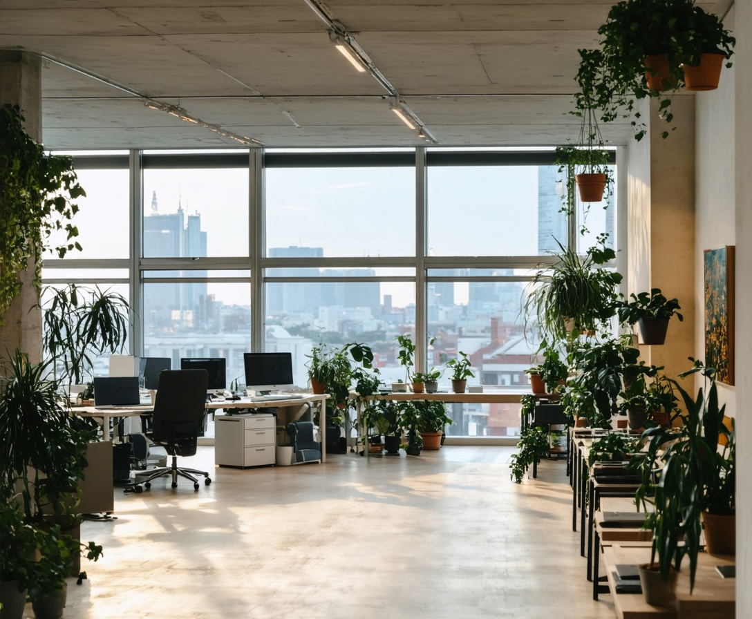 Interno del tech hub AI Training Pathway a Milano, ambiente minimalista e collaborativo